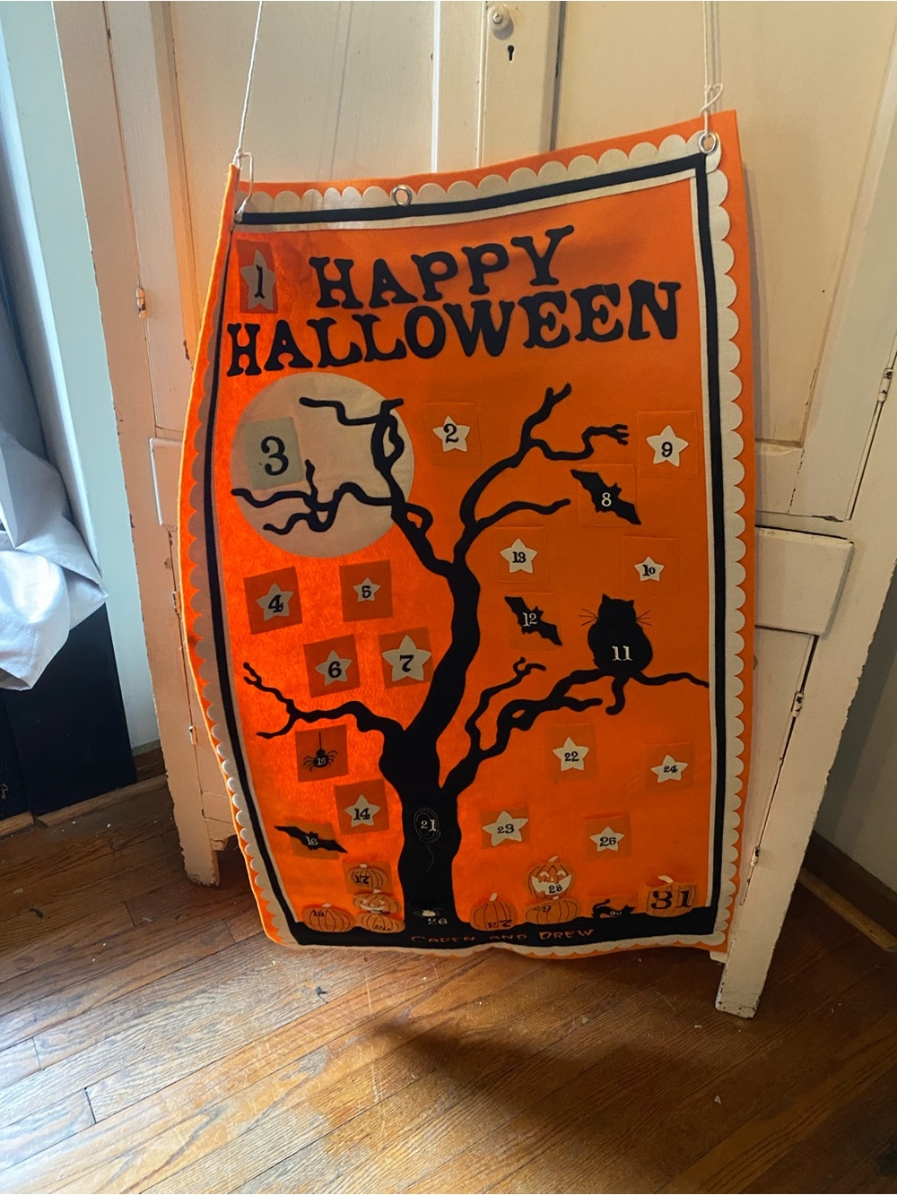 Happy Halloween Orange Wall Hanging Countdown